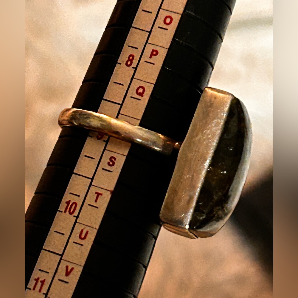 Rectangular Silver Ring With Large Chunky Labordo… - image 4